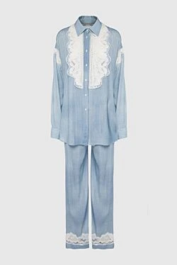 Ermanno Scervino брючний костюм з віскози блакитний жіночий 167123 - фото 1