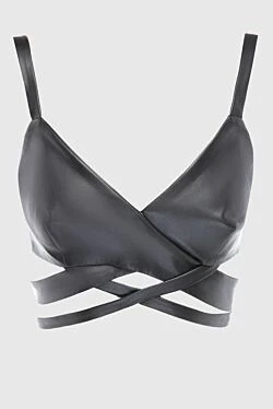 Ermanno Scervino топ из кожи черный женский 167133 - фото 1