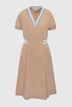 Peserico beige v-neck dress with contrasting inserts women's 167873 - photo 1