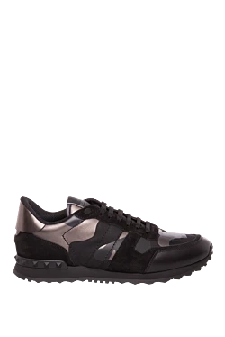 Valentino black leather and canvas sneakers for men 168142 - photo 1