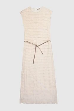 Peserico beige dress with a contrasting belt and textured fabric women's 168652 - photo 1