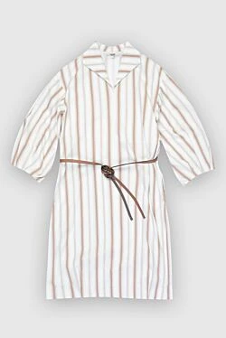 Peserico white shirt dress with contrasting stripes and balloon sleeves women's 168676 - photo 1