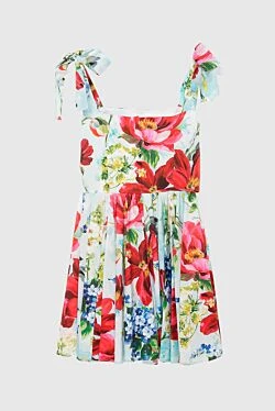 Dolce & Gabbana платье хлопковое в красный цветочный узор женское 169320 - фото 1