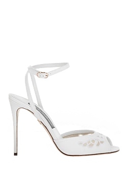 Dolce & Gabbana босоножки женские белые кожаные с английской вышивкой 169470 - фото 1