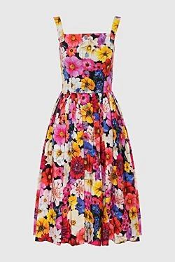 Dolce & Gabbana платье хлопковое в цветочный узор с карманами женское 169474 - фото 1