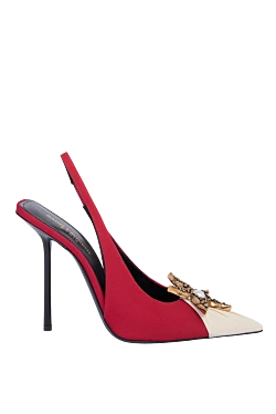 Saint Laurent туфли женские бордовые кожаные с белым носком и звездой 170073 - фото 1