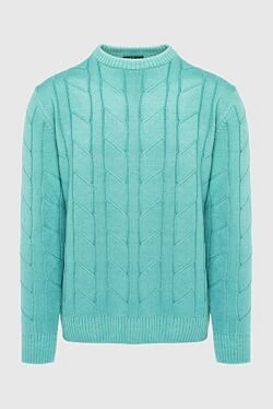 Cesare di Napoli green wool jumper with a cable knit pattern for men 170704 - photo 1