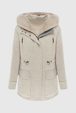 Fabio Gavazzi women's beige cashmere and fur coat 171092 - photo 1