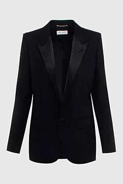 Saint Laurent женский черный шерстяной жакет 171138 - фото 1