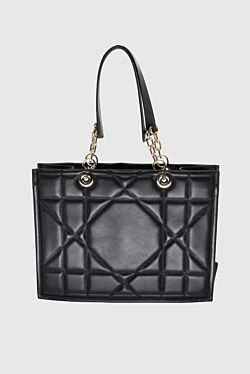 Dior сумка жіноча шкіряна чорна велика з фактурної шкіри 171379 - фото 1
