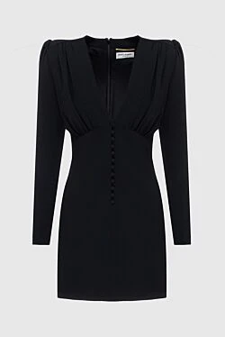 Saint Laurent платье из ацетата и вискозы черное женское 171453 - фото 1