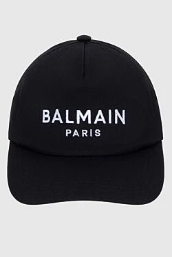 Balmain кепка бавовняна чорна з контрастним логотипом чоловіча 171507 - фото 1
