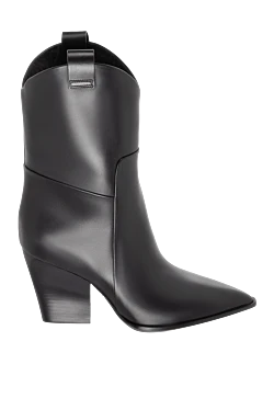 Santoni ботинки женские кожаные с острым носком и скошенным каблуком черные 171662 - фото 1