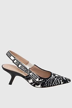 Dior босоніжки жіночі чорні з білим в монохромний візерунок 172943 - фото 1