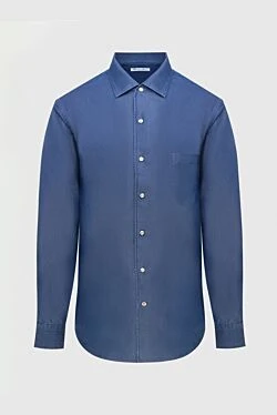 Loro Piana мужская синяя хлопковая рубашка 173003 - фото 1