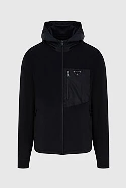 Prada худи мужской из хлопка и эластана черный 173160 - фото 1