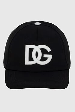 Dolce & Gabbana кепка бавовняна чорна прикрашена великим контрастним лого чоловіча 173314 - фото 1