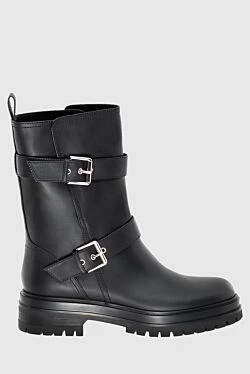 Gianvito Rossi women's black leather ankle boots with chunky soles and buckles 173913 - photo 1