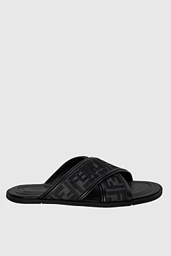 Fendi men's black leather sandals with logo print 174020 - photo 1