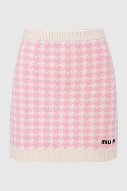 Miu Miu women's cashmere pink skirt in a square pattern 174209 - photo 1