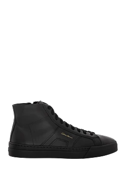 Santoni сникеры из натуральной кожи черные мужские черные 174893 - фото 1