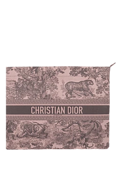 Dior косметичка тонка з анімалістичним принтом і логотипом рожева жіноча 175112 - фото 1