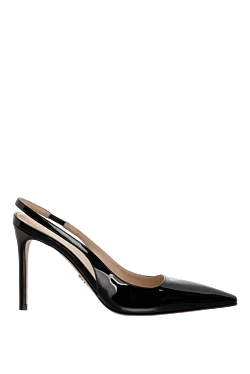 Prada туфли-слингбэки кожаные глянцевые черные женские 175134 - фото 1