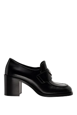 Prada туфли-лоферы кожаные черные на массивном каблуке женские 175139 - фото 1