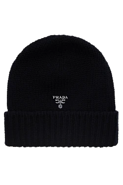 Prada шапка із кашеміру синя чоловіча 175166 - фото 1