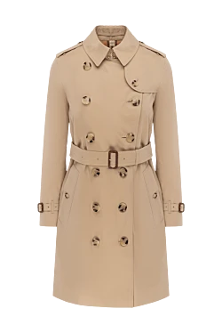 Burberry пальто из хлопка бежевое женское 175237 - фото 1
