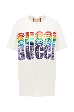 Gucci футболка из хлопка белая женская 175346 - фото 1