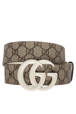 Gucci ремень кожаный бежевый с контрастной пряжкой и логотипом женский 175350 - фото 1