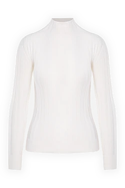 Peserico white ribbed sweater with a stand-up collar women's 175960 - photo 1