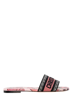 Dior pink leather and cotton flip flops for women 176332 - photo 1