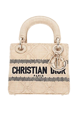Dior сумка із соломки жіноча бежева 176342 - фото 1