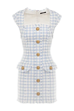 Balmain сукня з бавовни та поліаміду блакитна 176587 - фото 1