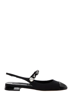 Miu Miu women's cotton and leather mules in black 177008 - photo 1