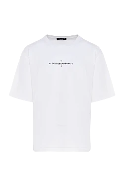 Dolce & Gabbana чоловіча біла бавовняна футболка з логотипом 177106 - фото 1