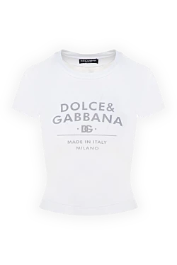 Dolce & Gabbana women's white cotton and elastane t-shirt with logo 177221 - photo 1