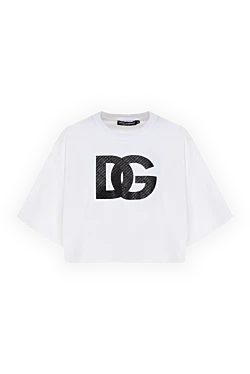Dolce & Gabbana жіноча біла бавовняна футболка з логотипом 177226 - фото 1