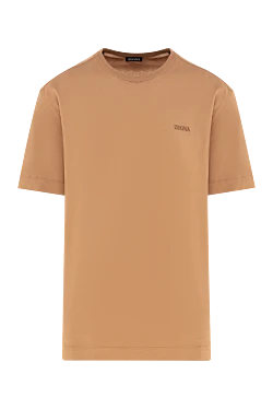 Ermenegildo Zegna мужская коричневая хлопковая футболка с логотипом 177337 - фото 1