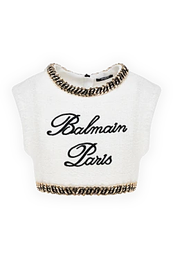 Balmain top made of cotton and polyamide for women white 177567 - photo 1