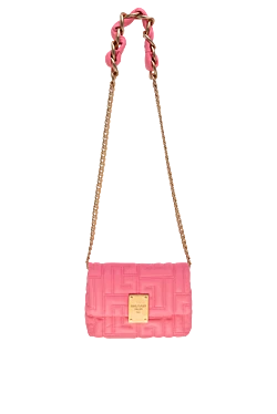 Balmain women's pink leather bag with long chain 177747 - photo 1