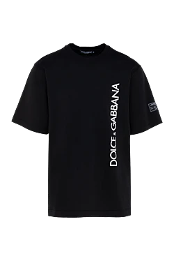 Dolce & Gabbana чоловіча чорна бавовняна футболка з логотипом 177799 - фото 1