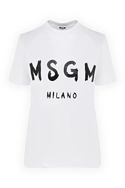 MSGM жіноча біла бавовняна футболка з принтом 177872 - фото 1
