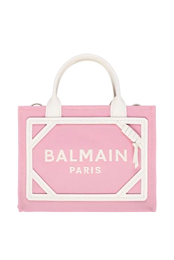 Balmain women's cotton and leather bag pink 177967 - photo 1