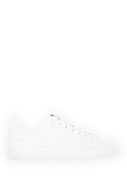 Balmain women's genuine leather snickers in white 177968 - photo 1
