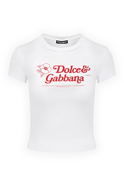 Dolce & Gabbana футболка з бавовни та еластану біла жіноча 178584 - фото 1