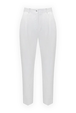 Dolce & Gabbana жіночі білі штани з бавовни та еластану 178588 - фото 1