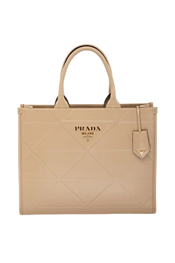 Prada жіноча бежева сумка з натуральної шкіри з логотипом 178669 - фото 1